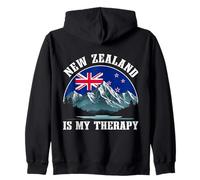 New Zealand Is My Therapy Mountains Flag Scenic Escape Zip Hoodie