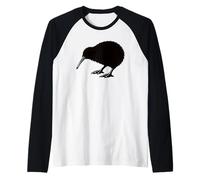 New Zealand Kiwi Bird Minimalist Silhouette Wildlife Design Raglan Baseball Tee