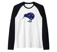 New Zealand Kiwi Bird NZ Flag Colors Patriotic Pride Minimal Raglan Baseball Tee