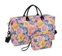 New Zealand Koru Beauty Summer Flowers Colorful Decorative Travel Duffel Bags Tote Bag with Adjustable Strap for Airplane Traveling Foldable bolsas para viajar en Avion de Mujer