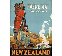 New Zealand Maori Haere Mai Welcome Vintage Travel Advert Large Wall Art Print Canvas Premium Mural