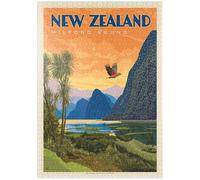 New Zealand: Milford Sound, Vintage Poster - Premium 1000 pieces Puzzle - MyPuzzle special collection from Anderson Design Group