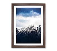 New Zealand Mountain Tops In Abstract Modern Framed Print | A2 Walnut Framed Wall Art | Ready to Hang | Abstract Landscape Picture | Living Room Bedroom Lounge Office