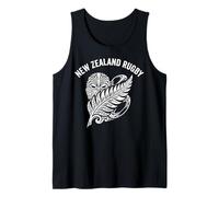 New Zealand Rugby Distressed Maori Mask and Silver Fern Art Tank Top