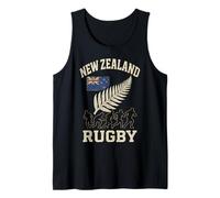 New Zealand Rugby Distressed Silver Fern Leaf & Flag Graphic Tank Top