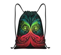 New Zealand Tribal Pattern Drawstring Backpack String Backpack Lightweight Waterproof Sport Sack For Shopping Men Party 36X42Cm