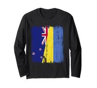 New Zealand Ukraine Half Flag New Zealand Ukrainian Heritage Long Sleeve T-Shirt