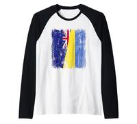 New Zealand Ukraine Half Flag New Zealand Ukrainian Heritage Raglan Baseball Tee