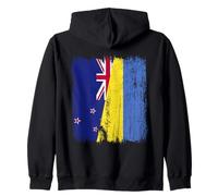 New Zealand Ukraine Half Flag New Zealand Ukrainian Heritage Zip Hoodie