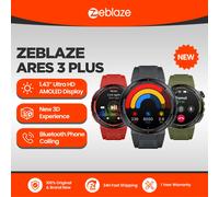 New Zeblaze Ares 3 Plus 1.43'' HD AMOLED Display Smartwatch Bluetooth Phone Calling New 3D Interactive Sports Smart Watch Men Lava Black