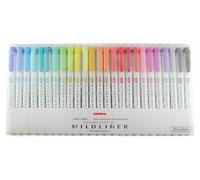 〈New〉ZEBRA Mildliner Water-based Marker, Twin tips (Bold and Fine), Assorted Pastel Color, 25 Colors Set (WKT7-25C)