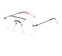 NEWADA Stylish Aviator Rimless Reading Glasses Women, Frameless Blue Light Blocking Readers, Anti Glare Unbreakable Eyewear (Color : Black, Size : +250)