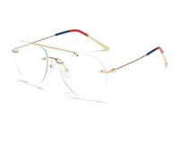 NEWADA Stylish Aviator Rimless Reading Glasses Women, Frameless Blue Light Blocking Readers, Anti Glare Unbreakable Eyewear (Color : Golden, Size : +200)