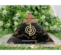 NewAgeHealings Shungite Crystal Orgonite Pyramids with Cho Ku Rei Symbol | Organite Crystal Pyramids for Positive Energy (Organite Pyramid EMF Protection)