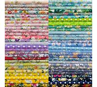NewAmishQuilt 8" x 8" 50 PCS 100% Cotton Sateen Fabric Bundles for Quilting Sewing DIY & Quilt Beginners, Multicolor Floral Pattern
