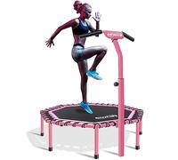 Newan 48" Fitness Trampoline with Adjustable Handle Bar, Silent Trampoline Bungee Rebounder Jumping Cardio Trainer Workout for Adults - Max Limit 330 lbs