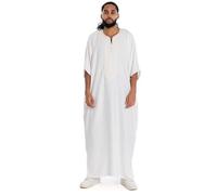 newarabia Men’s Essential Morrocan Thobe Jubba Islamic Clothing Kaftan Dubai Arabic Robe Half Short Sleeve