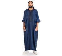 newarabia Men’s Essential Morrocan Thobe Jubba Islamic Clothing Kaftan Dubai Arabic Robe Half Short Sleeve