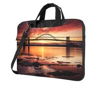 Newark Bay Bridge and Sunset Laptop Tote Bag for Men Women 14 inch Laptop Sleeve Shoulder Briefcase Messenger Computer Bag