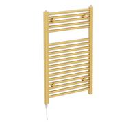 Newark Brushed Gold Electric Heated Towel Rail Wall Mounted Slim Ladder Design Bathroom Radiator - 770mm x 500mm