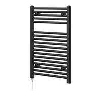 Newark Matt Black Electric Heated Towel Rail Wall Mounted Slim Ladder Design Bathroom Radiator - 770mm x 500mm