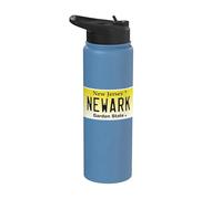 Newark NJ New Jersey Brick City License Plate Graphic Stainless Steel Insulated Water Bottle