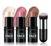 NewBang 3 Pieces Blush Cream Contour Highlighter Cheek Eye Lip Light Finish Dew Blush Waterproof Long Life Contour Pen Trio Stick Face Stick Makeup Set for