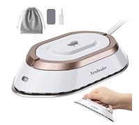 Newbealer Mini Travel Iron, Gold | Dual Voltage 220V/120V, No Steam, Ceramic Soleplate, 150°C Heat Press, Includes Spray Bottle, Bag & Silicone Stand