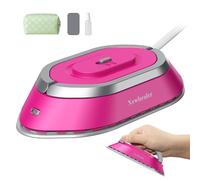 Newbealer Mini Travel Iron, Hot Pink | Dual Voltage 220V/120V, No Steam, Ceramic Soleplate, 150°C Heat Press, Includes Spray Bottle, Bag & Silicone Stand