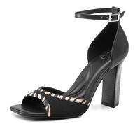 NEWBELLA Women's Chunky Block Heel Sandals - Square Open Toe Ankle Strap High Heels for Wedding, Prom, Party & Date Night, Black, 4 UK
