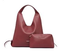 NEWBELLA Women's Vegan Leather Shoulder Bag - Spacious Tote Purse with Wallet, Minimalist Hobo Bag for Commute & Daily Use, Burgundy