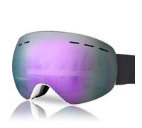 NewBEP Ski Snowboard Goggles - UV Protection Anti-Fog Outdoor Ski Goggles - OTG Snow Skiing Glasses for Men Women Youth (White Frame - Purple lens)