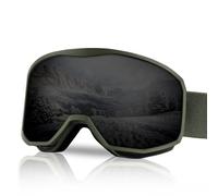 NewBEP Ski Snowboard Goggles - UV Protection Anti-Fog Outdoor Ski Goggles - OTG Snow Skiing Glasses for Men Women Youth (Green Frame - Black Lens)