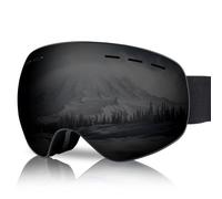 NewBEP Ski Snowboard Goggles - UV Protection Anti-Fog Outdoor Ski Goggles - OTG Snow Skiing Glasses for Men Women Youth (Black Frame - Black lenses)