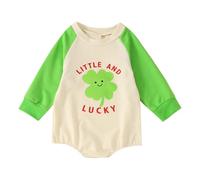 Newborn Baby Bodysuit Fall Winter Long Sleeve Bubble Sweatshirt Romper St Patricks Day Print Infant Clothes Soft Cute Sleepsuits Onesies(Beige, 3M)