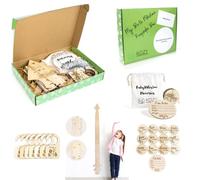 Newborn Baby Box for Boy or Girl 4 Pack 12 Double Sided Milestone Discs, 1 Birth Announcement Disc, 6 Clothes Dividers and 1 Growth Chart for Kids, Box