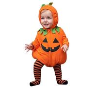 Newborn Baby Boy Girl Halloween Pumpkin Costume Toddler Cute Hooded Romper Pumpkins Cosplay Tops+Striped Pants Infant Clothes Outfit