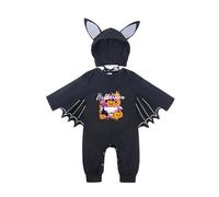 Newborn Baby Boy Girl My 1st Halloween Bat with the Skeleton Outfits Unisex Baby 1 piece Bat Romper with Hat for 0-24 Months Infant Hoodie Outfits Ear Hat Halloween Costumes (02 Yellow, 12-18 Months)