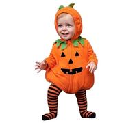 Newborn Baby Boy Halloween Pumpkin Costume Pumpkin Cartoon Hooded Romper Bodysuit with Striped Footed Pants Leggings Christmas Carnival Birthday Outfits Infant Halloween (07 Orange, 12-18 Months)