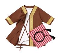 Newborn Baby Boy Infant Toddlers Muslim Abaya Sets Eid Outfits With Head Scarf Arabic Dubai Turban Robe Brown 12-24M