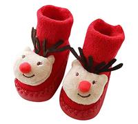 Newborn Baby Boys Girls Christmas Socks Infant Kids Floor Anti-Slip Step Socks Cute Cartoon Print Novelty Xmas Design Stocking Filler Toddler Children Cotton Thermal Warm Knitting Footwear Socks