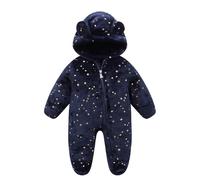 Newborn Baby Boys Girls Romper Girl Boy Set Fleece Snowsuit Jumpsuit One Piece Hoodie Cute Hooded Zipper Clothing Gift Infant Outfit Blue