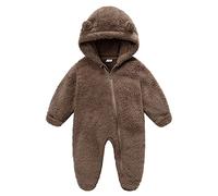 Newborn Baby Boys Girls Romper Winter Hooded Autumn Flannel Warm Jumpsuit Outfits Animal Onesie Toddler Halloween Costume Brown