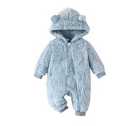 Newborn Baby Boys Girls Romper Winter Hooded Fleece Long Sleeve Animal Onesie Cute Zipper Funny Cosplay Zip-Up Jumpsuit Infant Outfit Blue