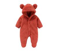 Newborn Baby Boys Girls Romper Winter Hooded Fleece Snowsuit Jumpsuit One Piece Hoodie Grows Outfits Clothing Gift Autumn Red