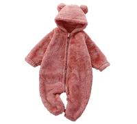 Newborn Baby Boys Girls Romper Winter Jumpsuit Fleece Snowsuit One Piece Hoodie Hooded for Unisex Boy Girl Clothes Infant Outerwear Watermelon Red