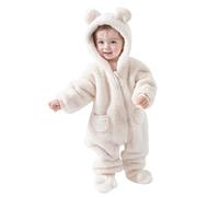 Newborn Baby Boys Girls Romper Winter Warm Outfits Fuzzy Hooded Animal Onesie Cute Zipper Clothing Gift Infant Outfit White