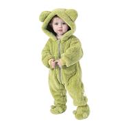 Newborn Baby Boys Girls Romper Winter Warm Outfits Fuzzy Hooded Animal Onesie Cute Zipper Clothing Gift Infant Outfit Green