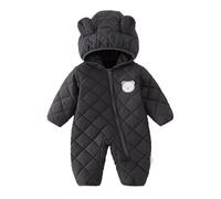 Newborn Baby Boys Girls Romper Winter Warm Outfits Fuzzy Hooded for Unisex Animal Onesie Funny Cosplay Zip-Up Jumpsuit Clothes Grey