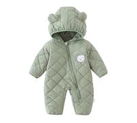 Newborn Baby Boys Girls Romper Winter Warm Outfits Fuzzy Hooded for Unisex Animal Onesie Funny Cosplay Zip-Up Jumpsuit Clothes Green